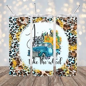 Jesus Take The Wheel 20oz Tumbler With Metal Straw